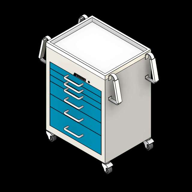 SSG Medical Cart Standard PCS 46 Inch 6 Drawer Handles