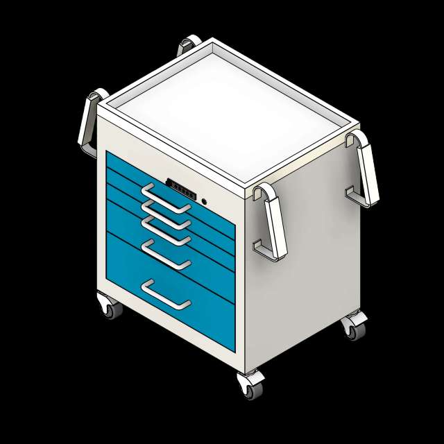 SSG Medical Cart Standard PCS 39 Inch 5 Drawer Handles
