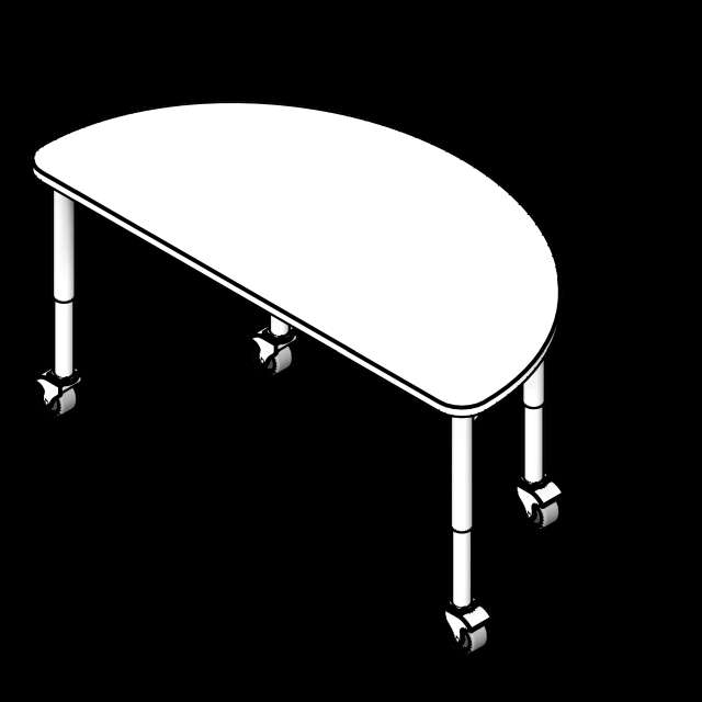 SSG Table Educational Half Circle LAM Heavy Duty Legs Casters
