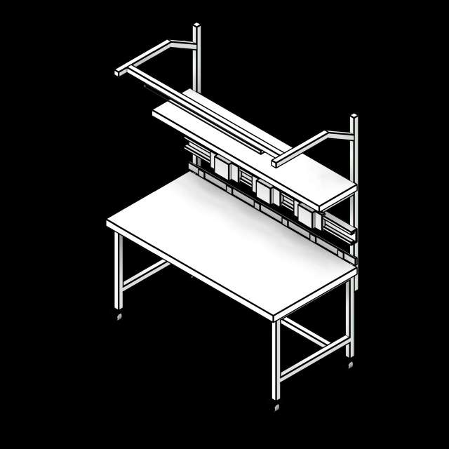 SSG Computer Workbench PCS Overhead Light Monitor Mount Power Bar Castors