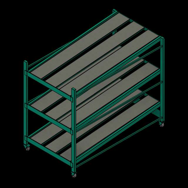  SSG Shelving Gravity Rollers PCS 48x96x76 3 Shelves Casters