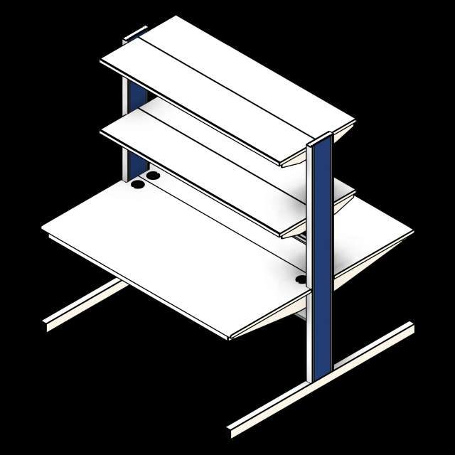 SSG Workstation Lab PCS Double Sided 2 Shelves Bin Bar