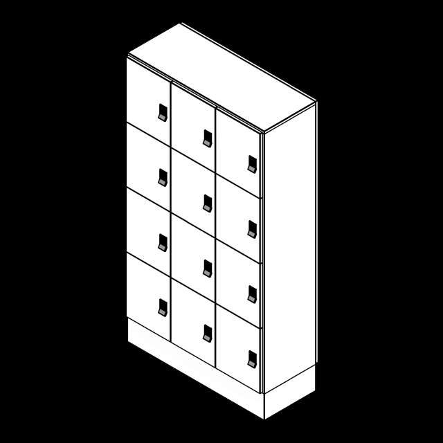 SSG Locker Day Use Pass Through LAM 3 Column 4 Tier Flush Base