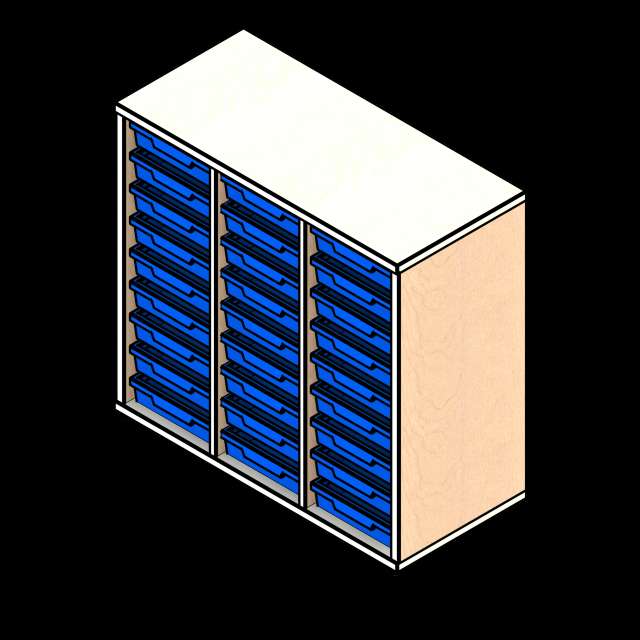 SSG Tray Storage Educational PCS 9 Tray Triple Column Wood Glides