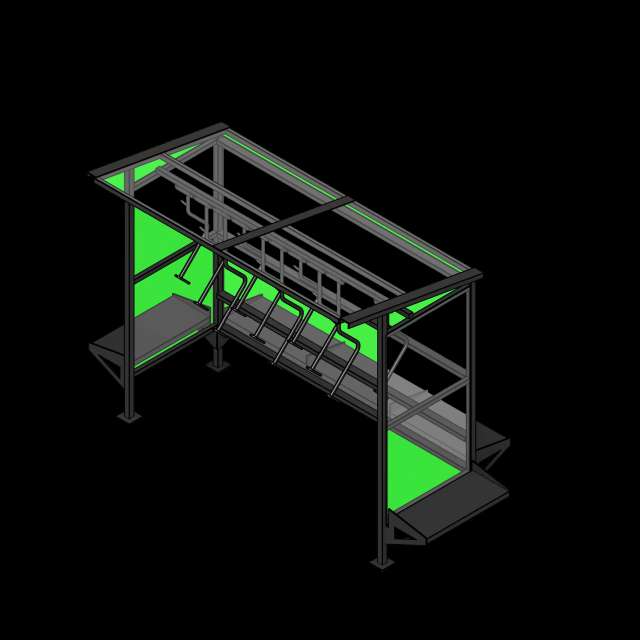 SSG Bike Shelter Compact PCS Side and Back Benches