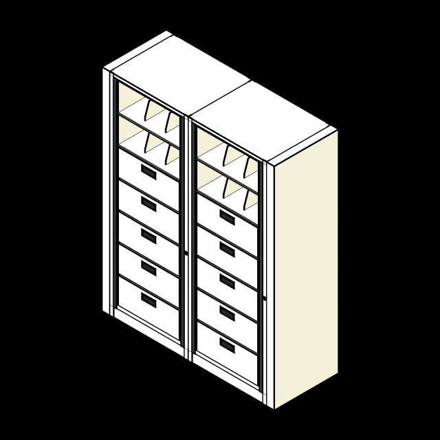 Rotary Cabinet Letter 2 Cabinets 7 Tier Drawers