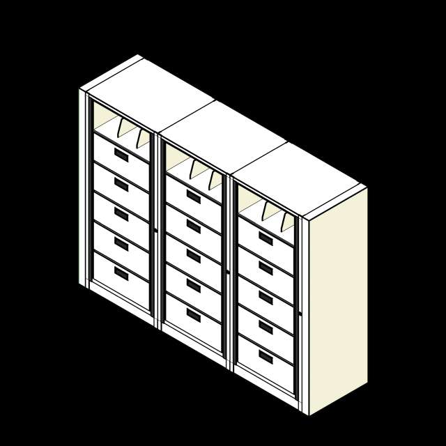 Rotary Cabinet Letter 3 Cabinets 6 Tier Drawers