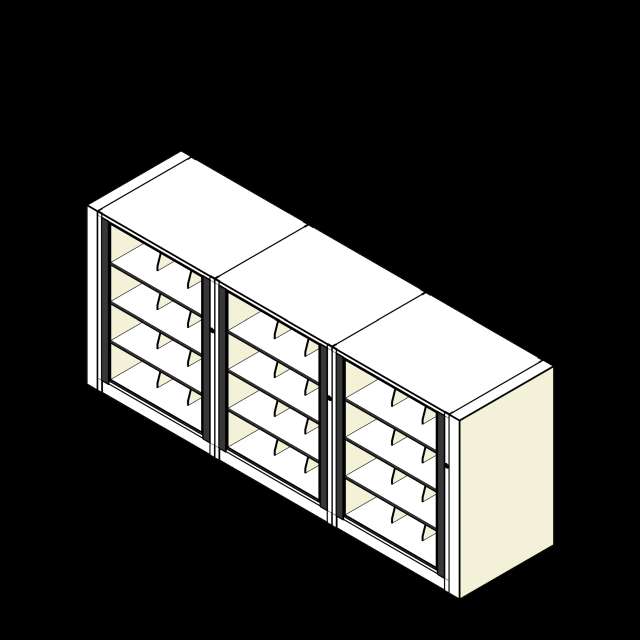 Legal-3 Cabinets-4 Tier-Shelves Steel Rotary File Revit model group