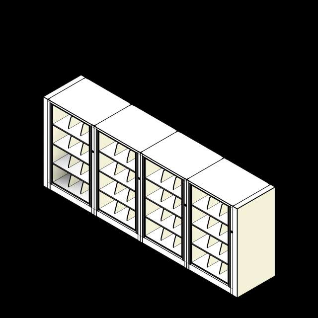 Letter-4 Cabinets-4 Tier-Shelves Steel Rotary File Revit model group