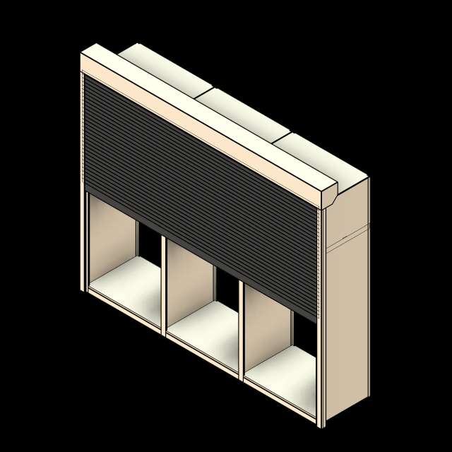 3 Unit-108W24D88 Roll-Down Garment Rack Revit model group