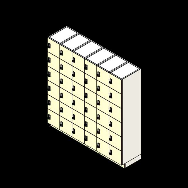 6 Tier - 12"W x 18"D Column Laminate Day Lockers Revit model group