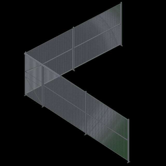 45LF - 4' Sliding Door 2 Sided Wire Partition Revit model group