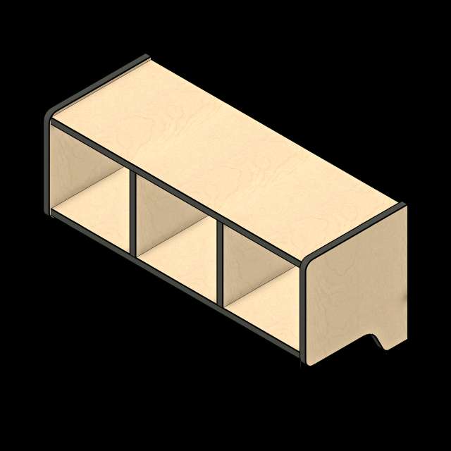 SSG Cubbies Wall Open Fixed LAM 3 Cubbie Contoured