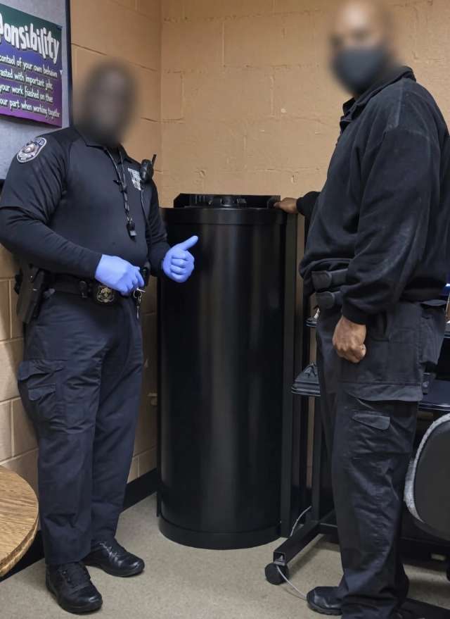 Small and large rapid-response weapons safes for military base or school resource officer use.