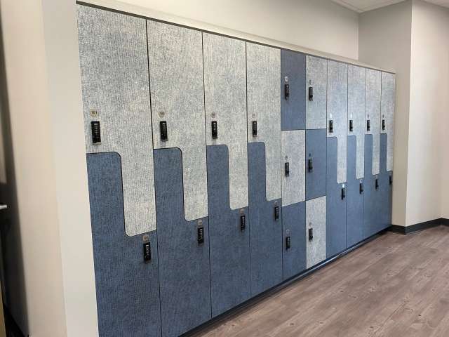 Laminate personal storage lockers at Swope Parkway Medical Center in Kansas City, Kansas.