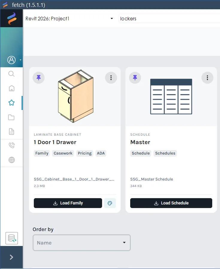 The Favorites tab with pinned cards at the top and the Order by menu below