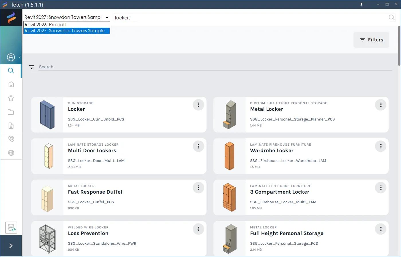 The version picker open, listing Revit 2026 and Revit 2027 sessions