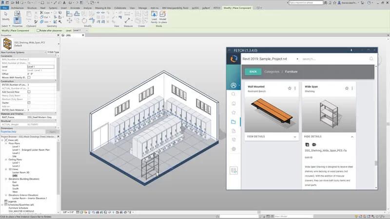 A Fetch family placed in a Revit project