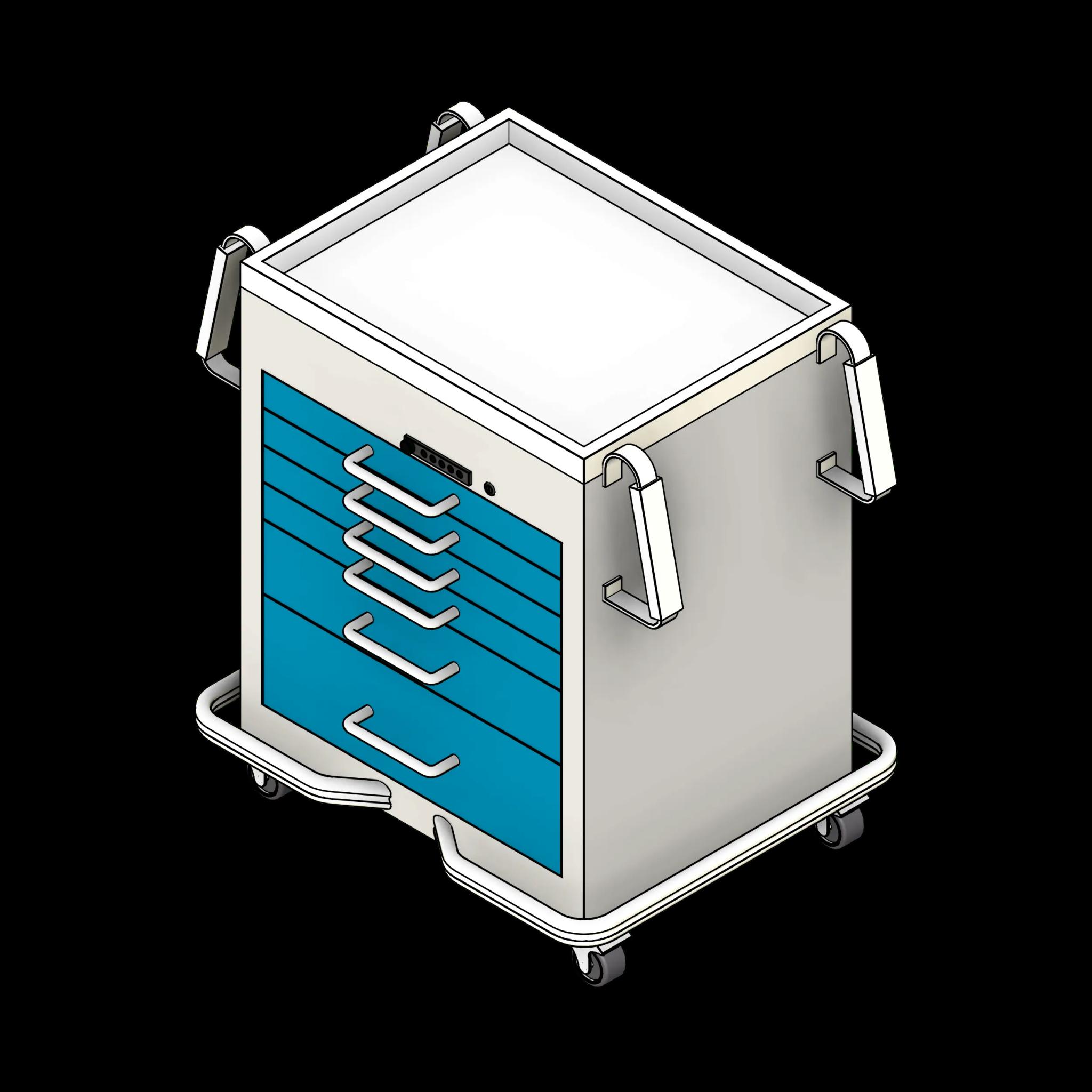 SSG Medical Cart Standard PCS 42 Inch 6 Drawer Handles Bumper