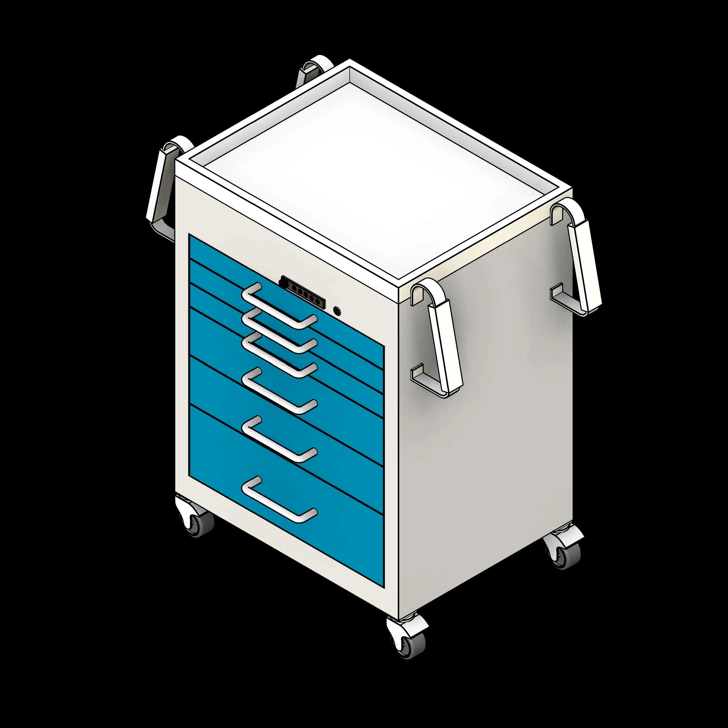 SSG Medical Cart Standard PCS 46 Inch 6 Drawer Handles