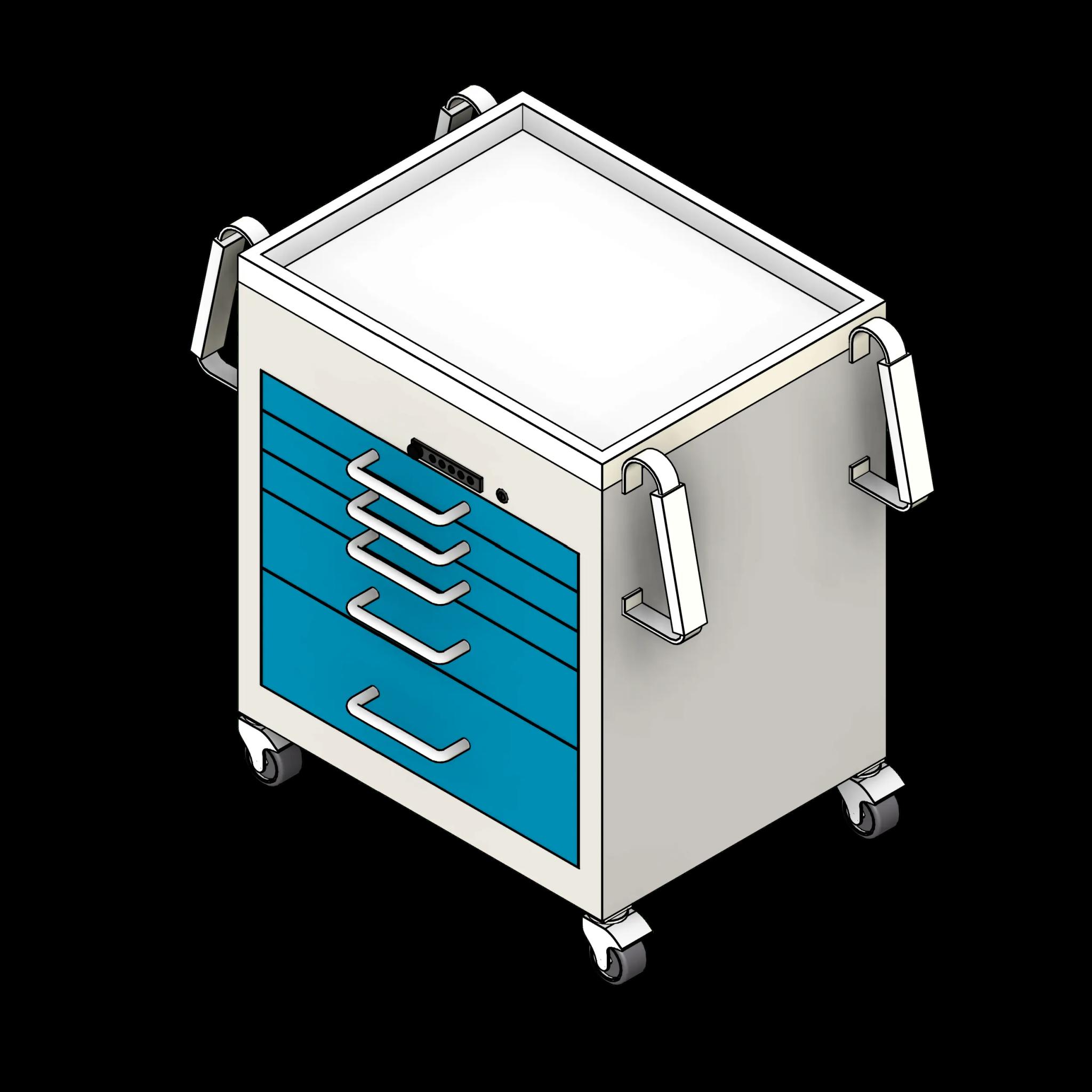 SSG Medical Cart Standard PCS 39 Inch 5 Drawer Handles