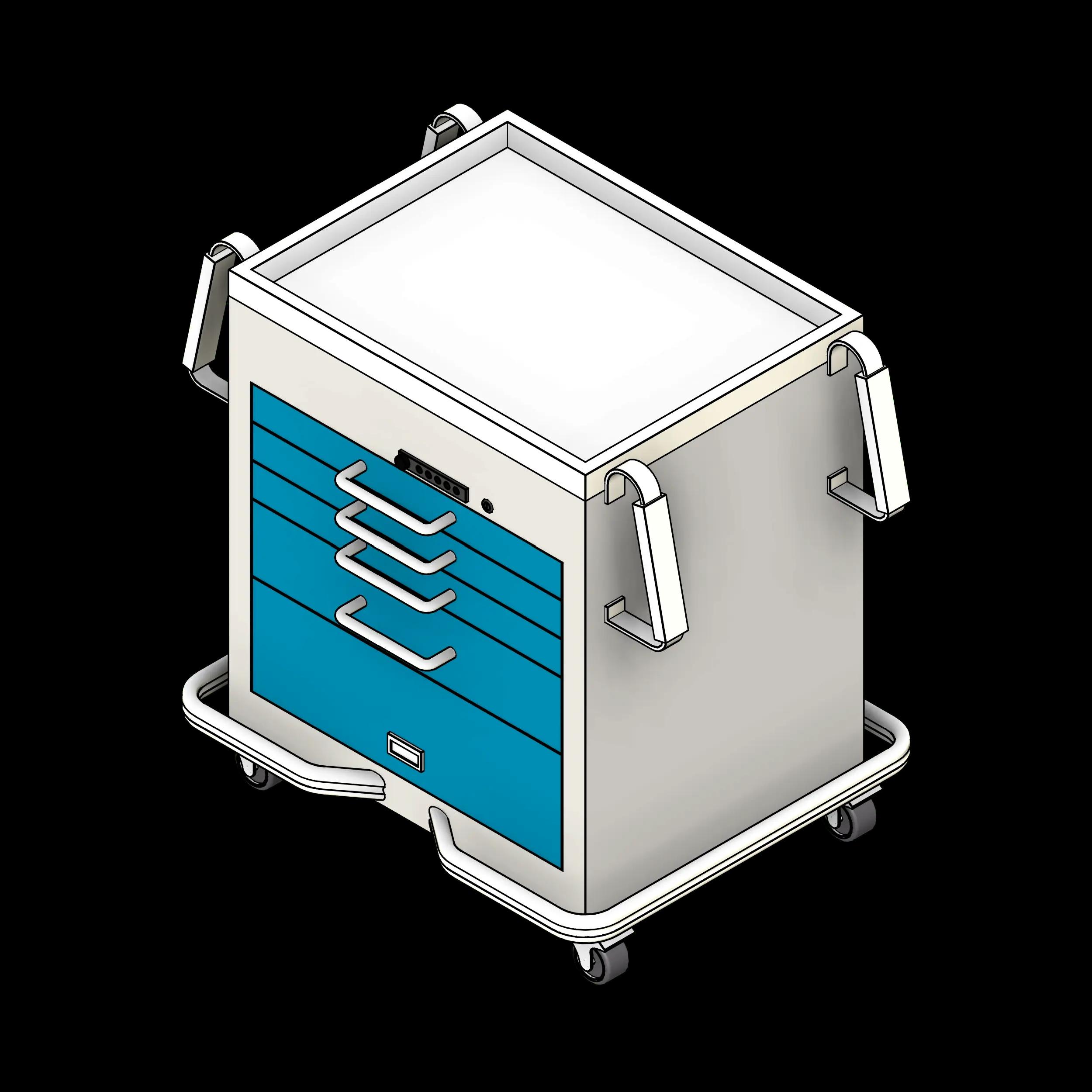 SSG Medical Cart Standard PCS 39 Inch 4 Drawer Panel Handles Bumper