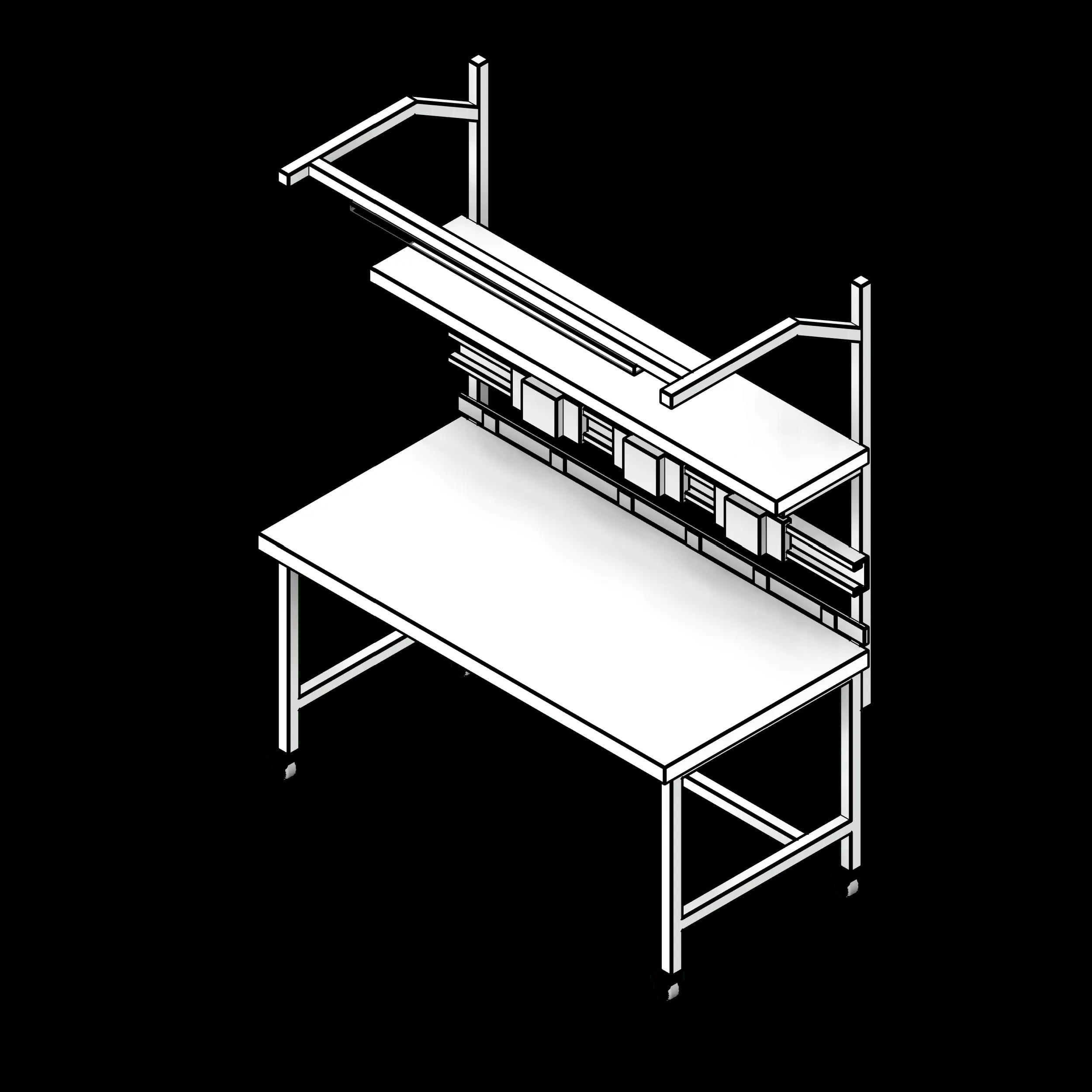 SSG Computer Workbench PCS Overhead Light Monitor Mount Power Bar Castors
