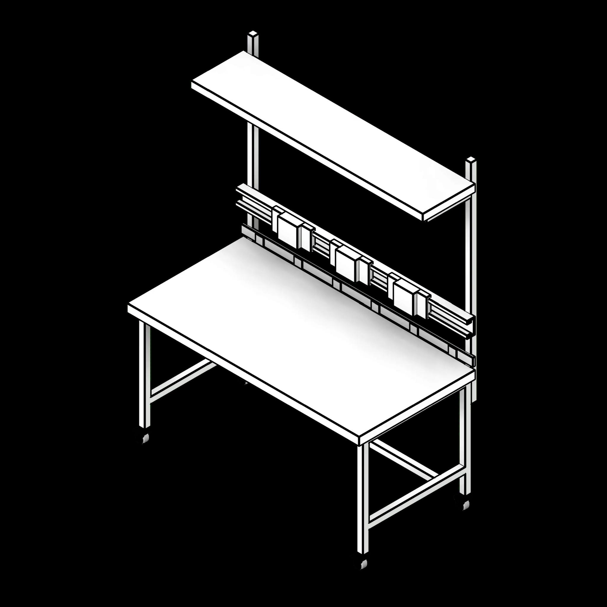 SSG Computer Workbench PCS Shelf Monitor Mount Power Bar Castors