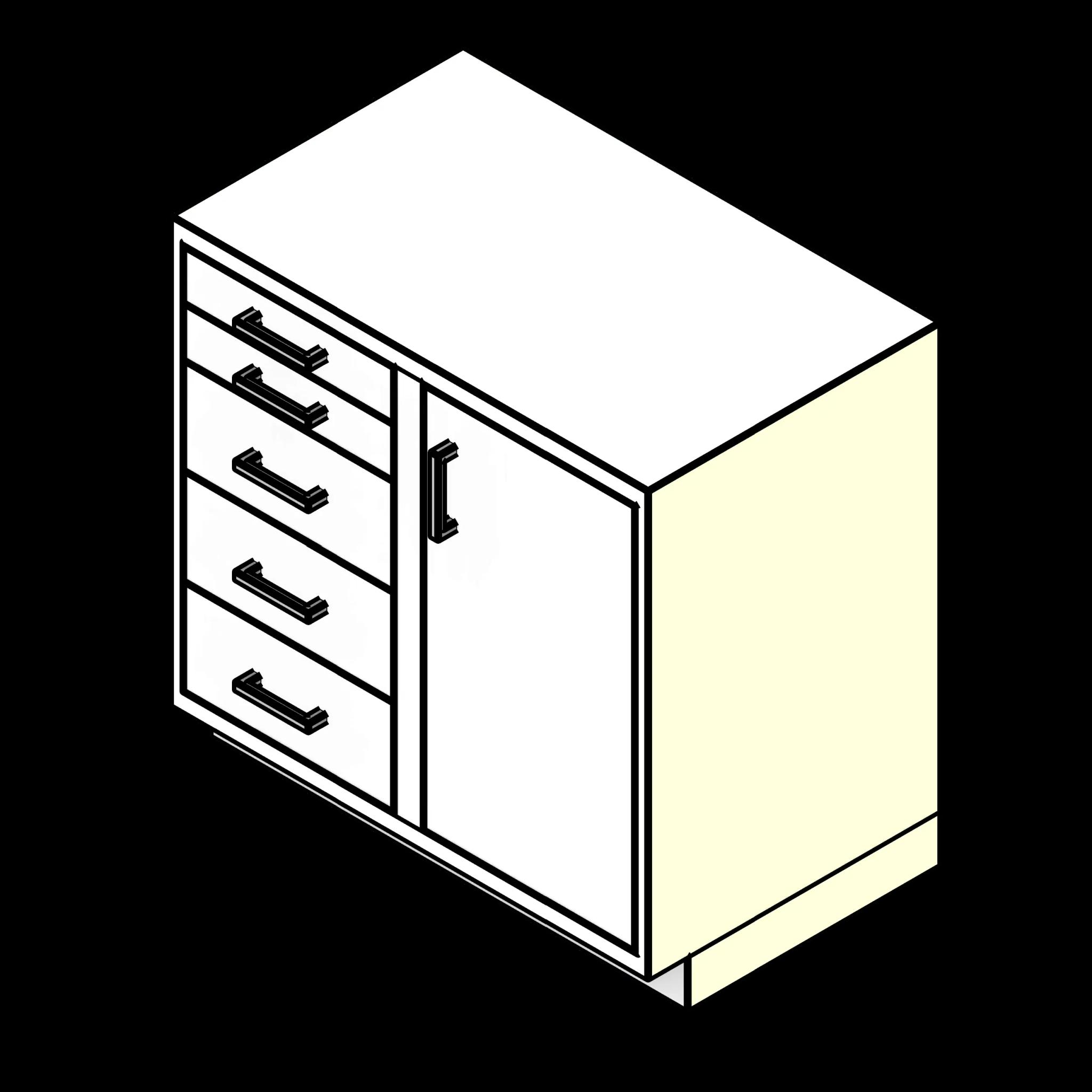 SSG Cabinet Lab Base Door Stack Drawers PCS Right Door 5 Drawers Inset