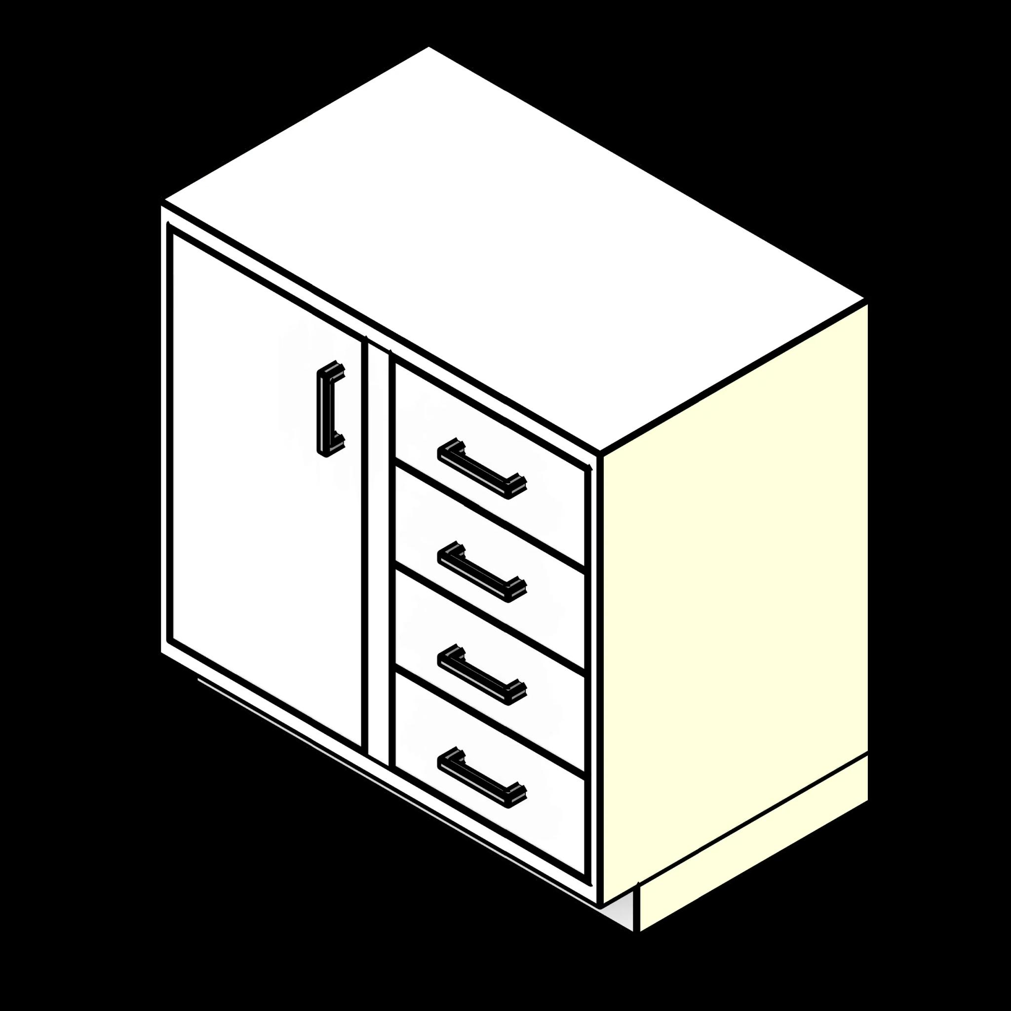 SSG Cabinet Lab Base Door Stack Drawers PCS Left Door 4 Drawers Inset