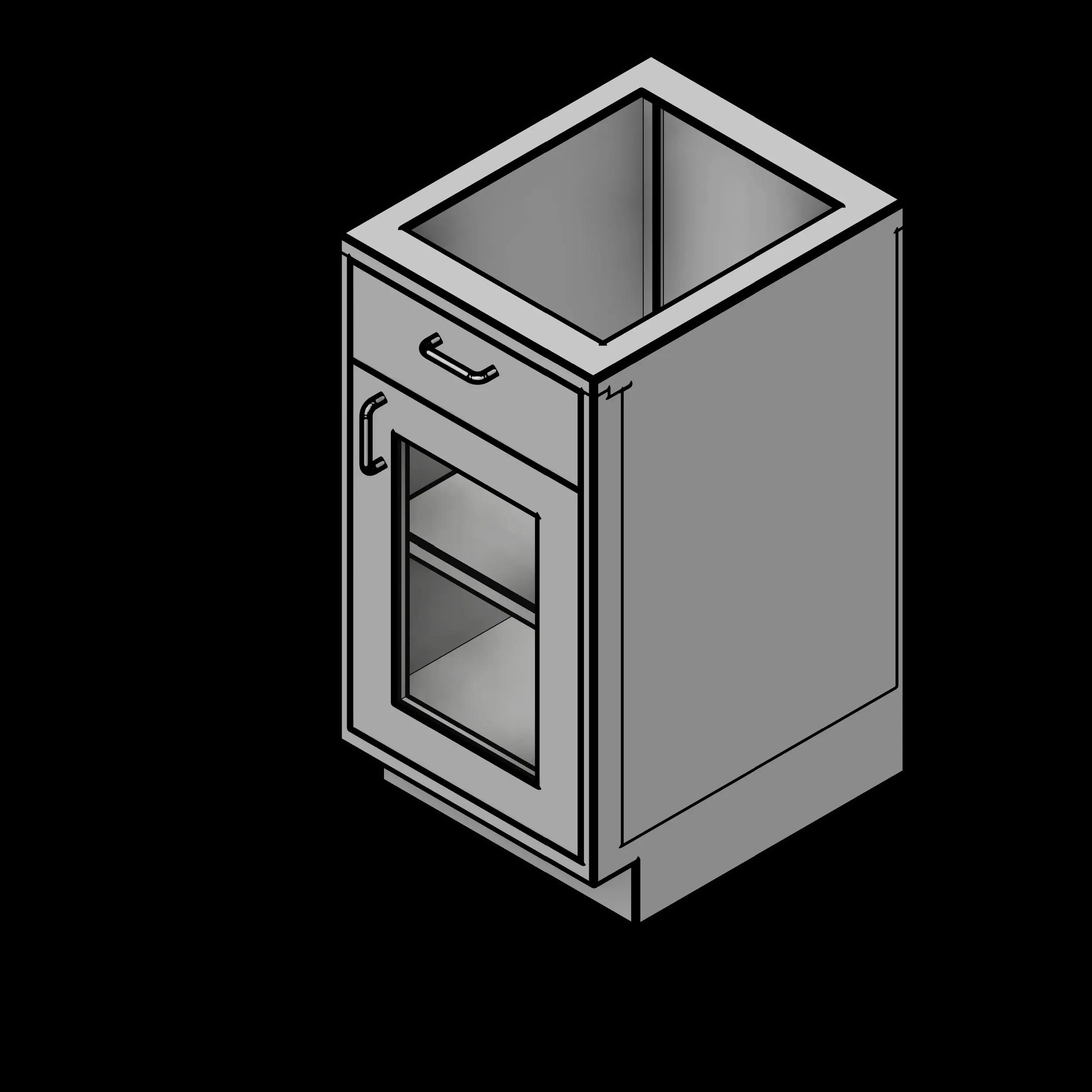  SSG Cabinet Base 1 Door 1 Drawer SST Right Hinge Glass Door