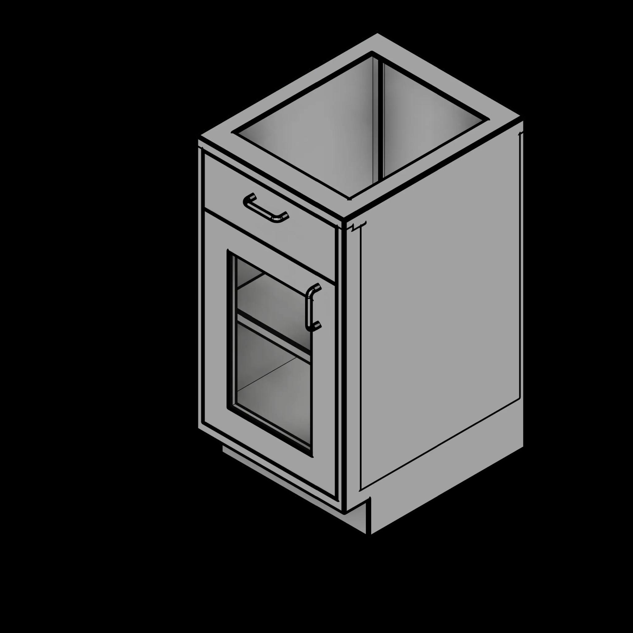  SSG Cabinet Base 1 Door 1 Drawer SST Left Hinge Glass Door