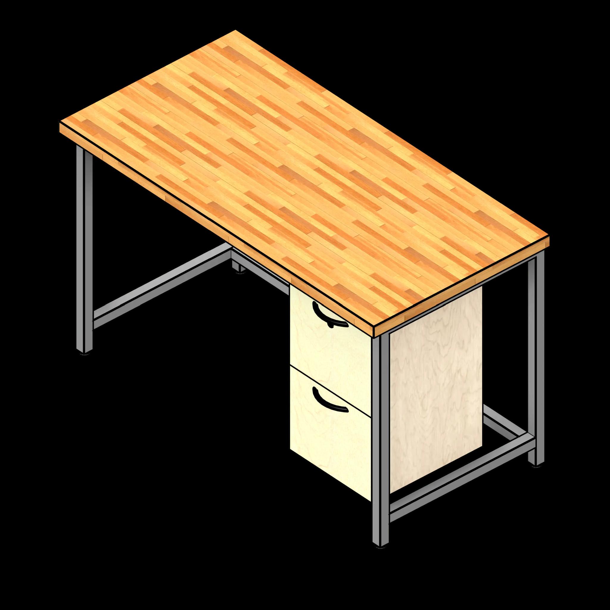  SSG Workstation Basic PCS 60x30x36 Butcher Block Pedestal Drawers