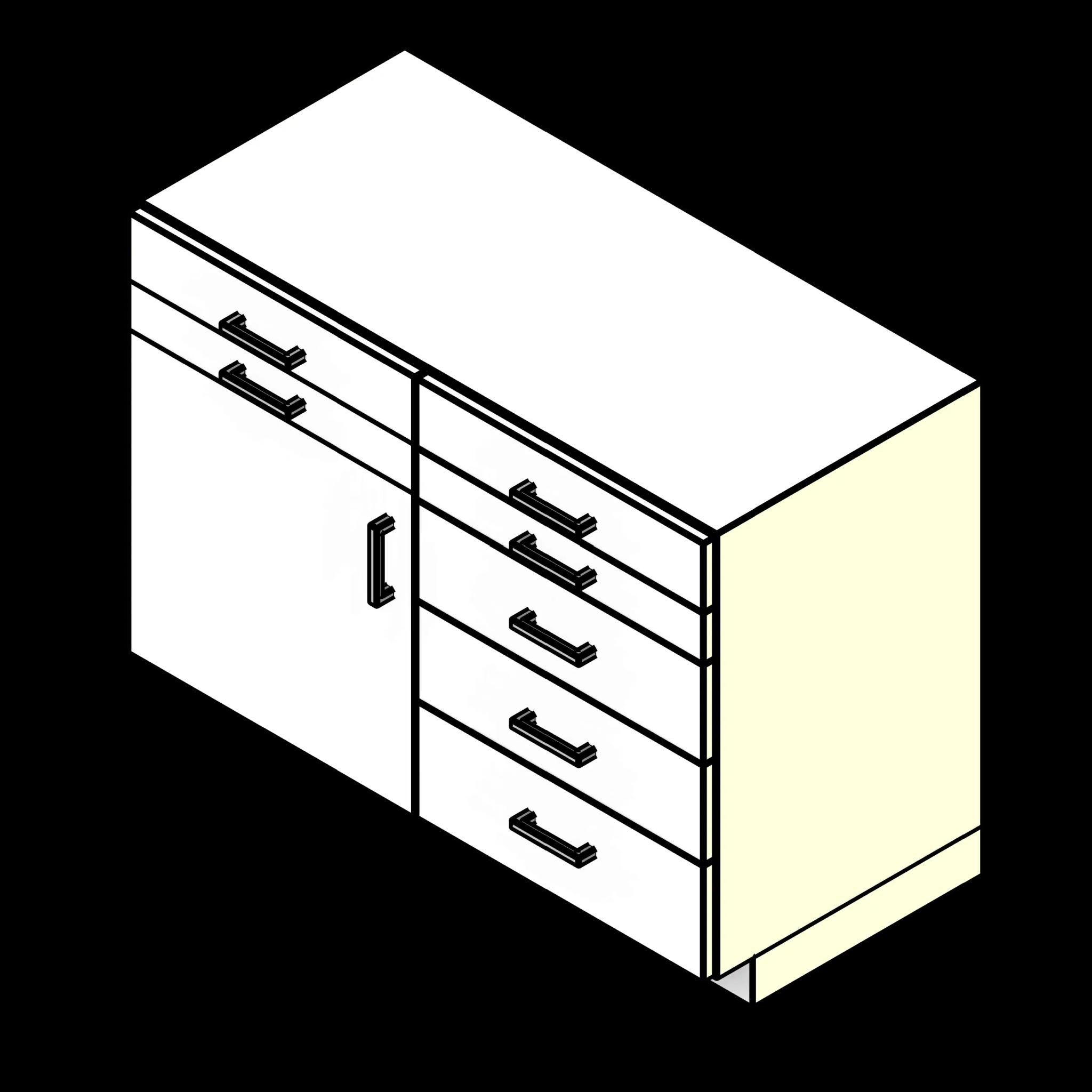  SSG Cabinet Lab Base Multi PCS Left Door 7 Half Drawers Overlay