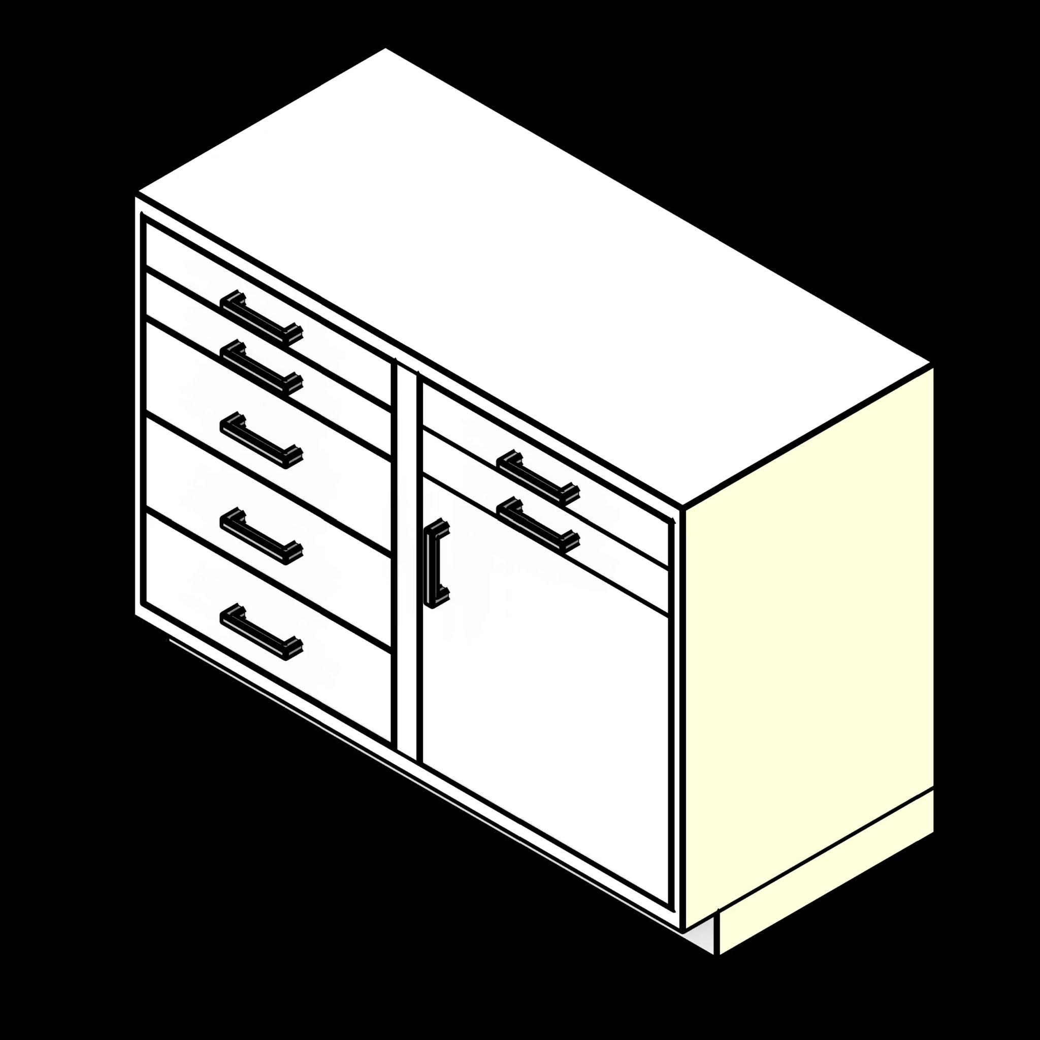  SSG Cabinet Lab Base Multi PCS Right Door 7 Half Drawers Inset