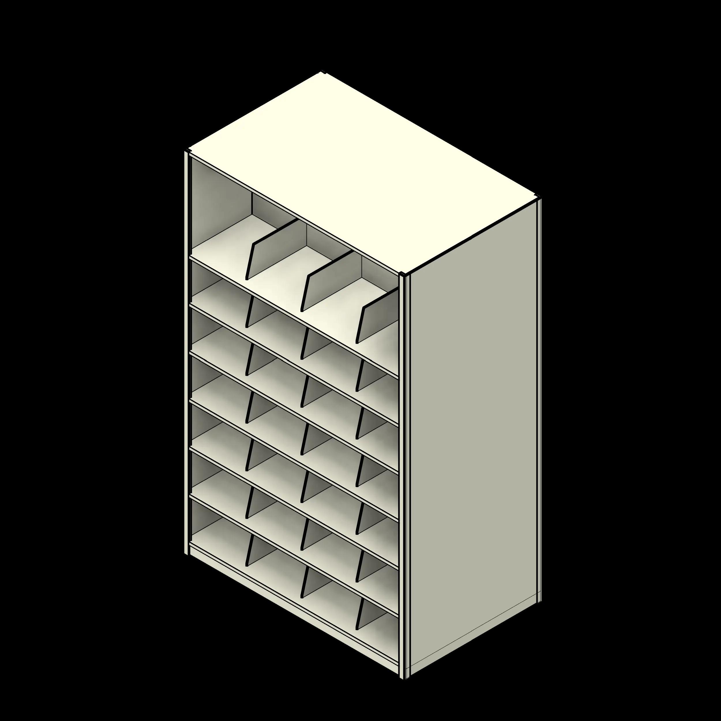 SSG Shelving 4 Post PCS 48x30x76 Closed 5 Shelves 3 Dividers