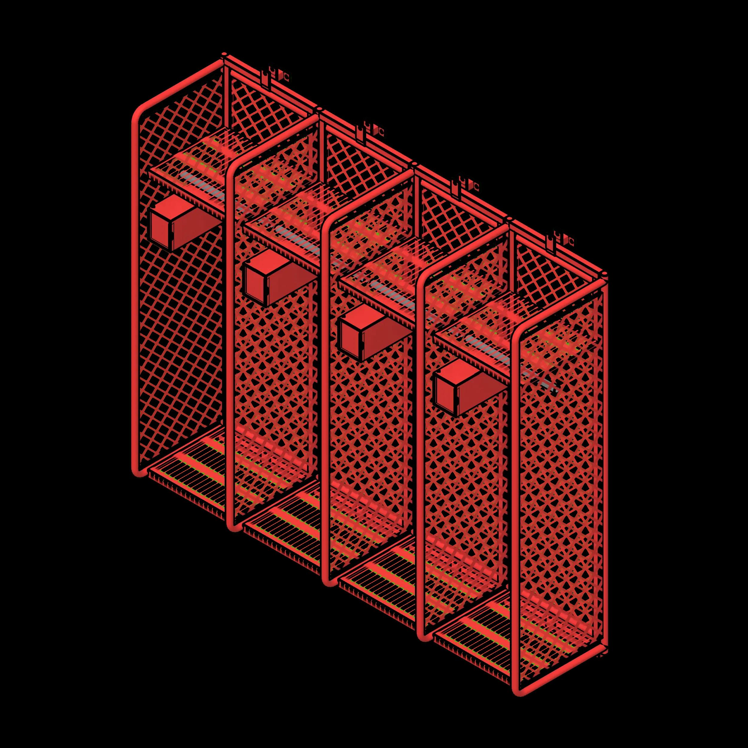 SSG Locker Wall Mounted Firefighter PCS 4 Units 20x20x72 Property Box Back Panel