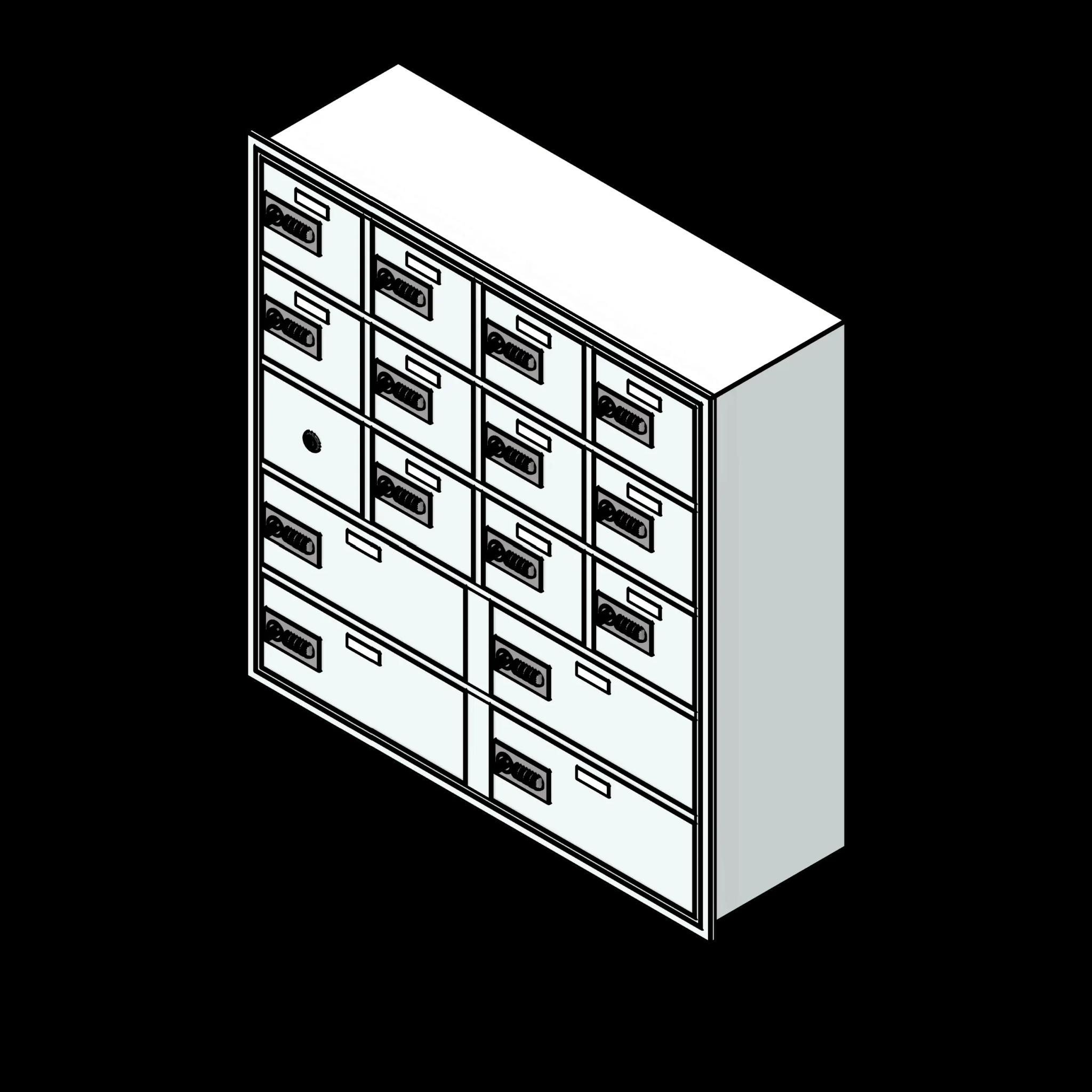 SSG Locker Recessed Cell Phone PCS 19x15x8 16 Openings Combination Locks