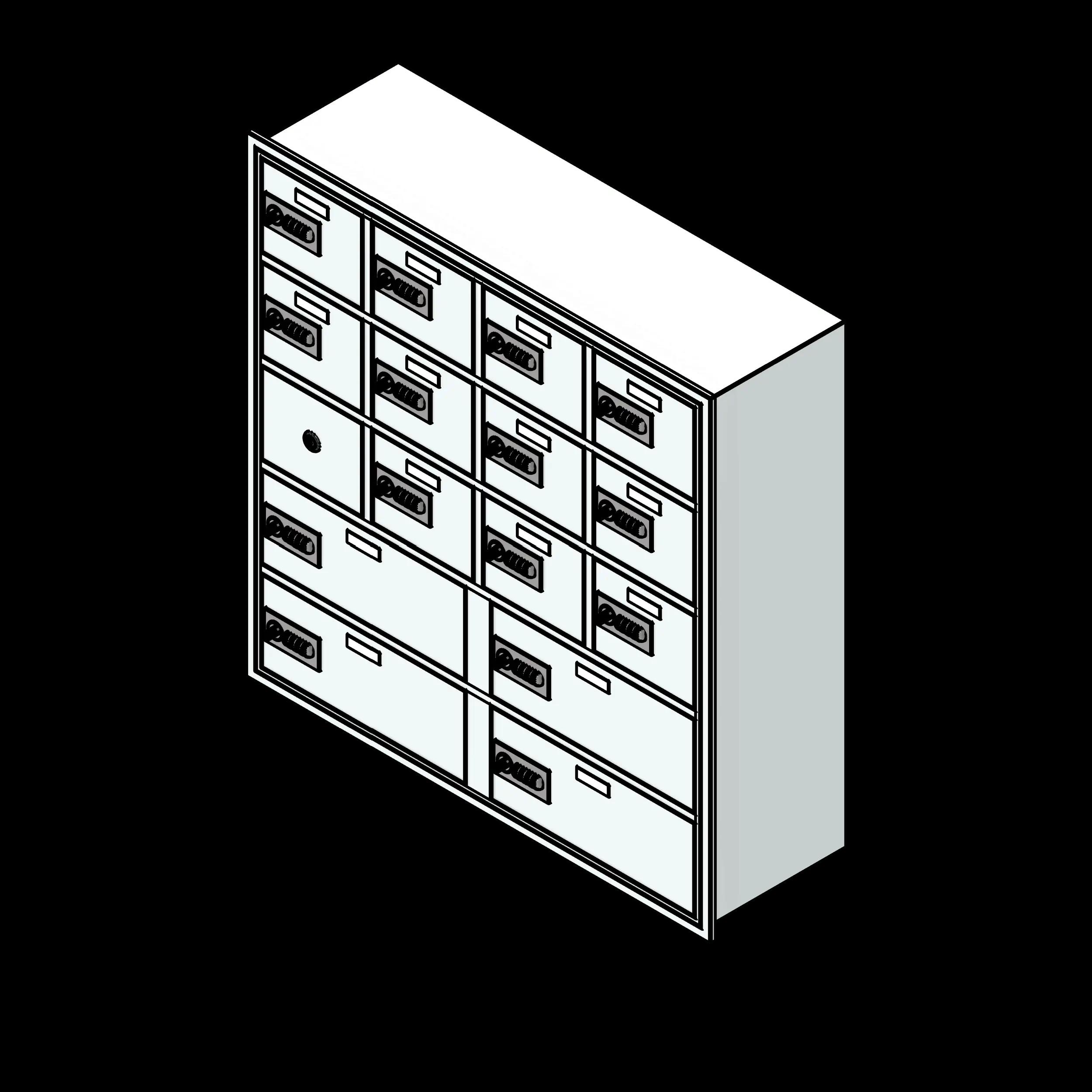 SSG Locker Recessed Cell Phone PCS 19x15x8 16 Openings Combination Locks