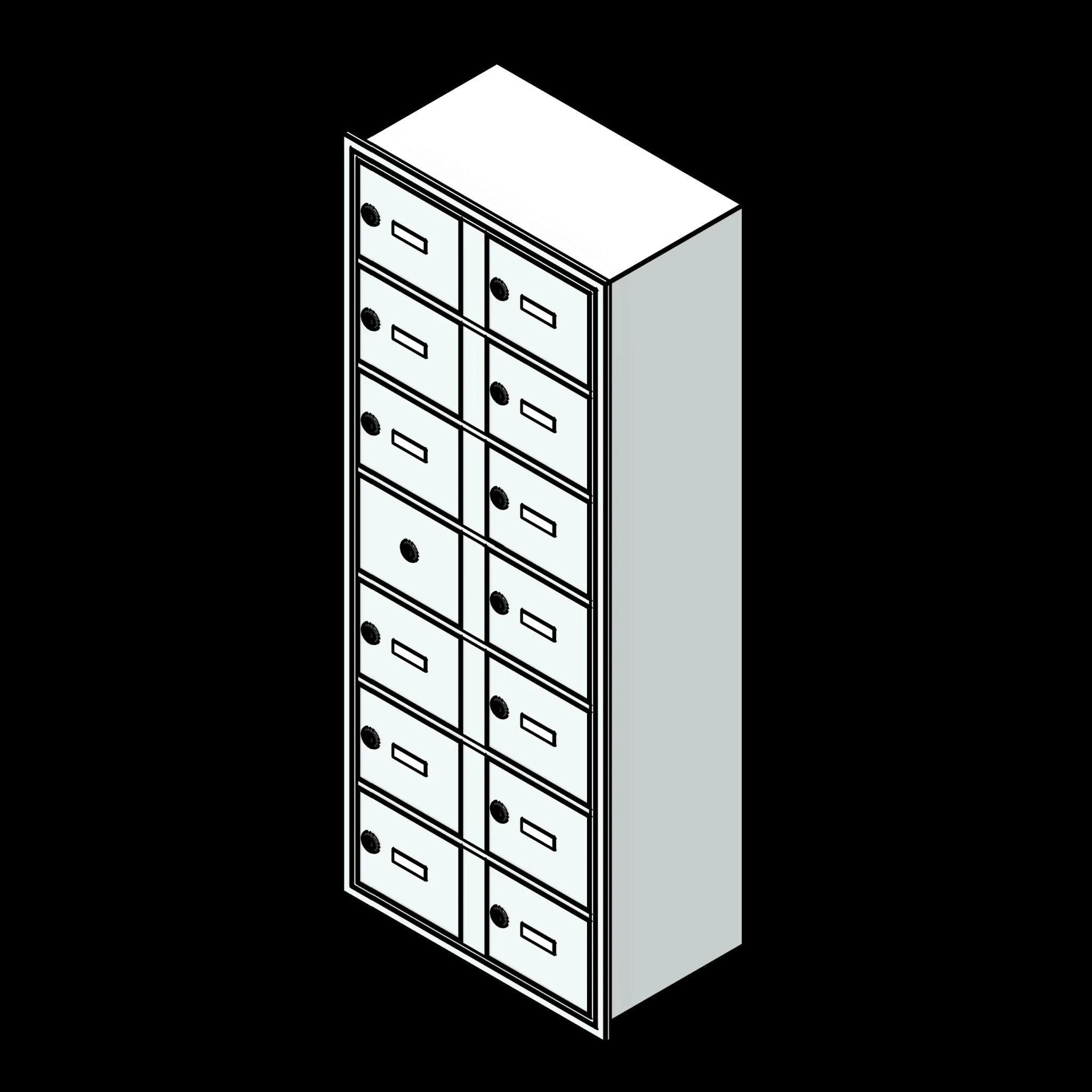 SSG Locker Recessed Cell Phone PCS 19x17x8 13 Openings Keyed Locks