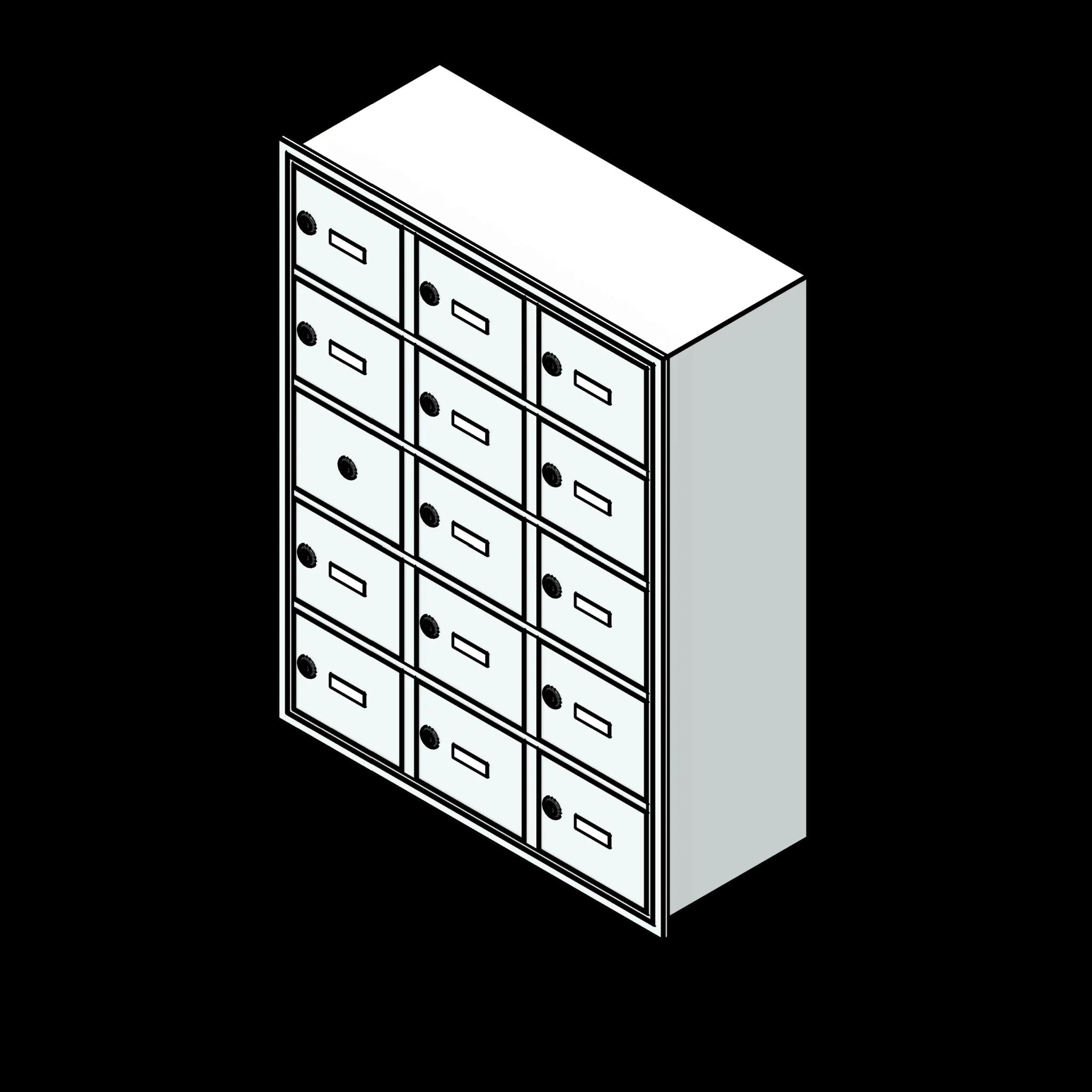 SSG Locker Recessed Cell Phone PCS 19x15x8 14 Openings Keyed Locks