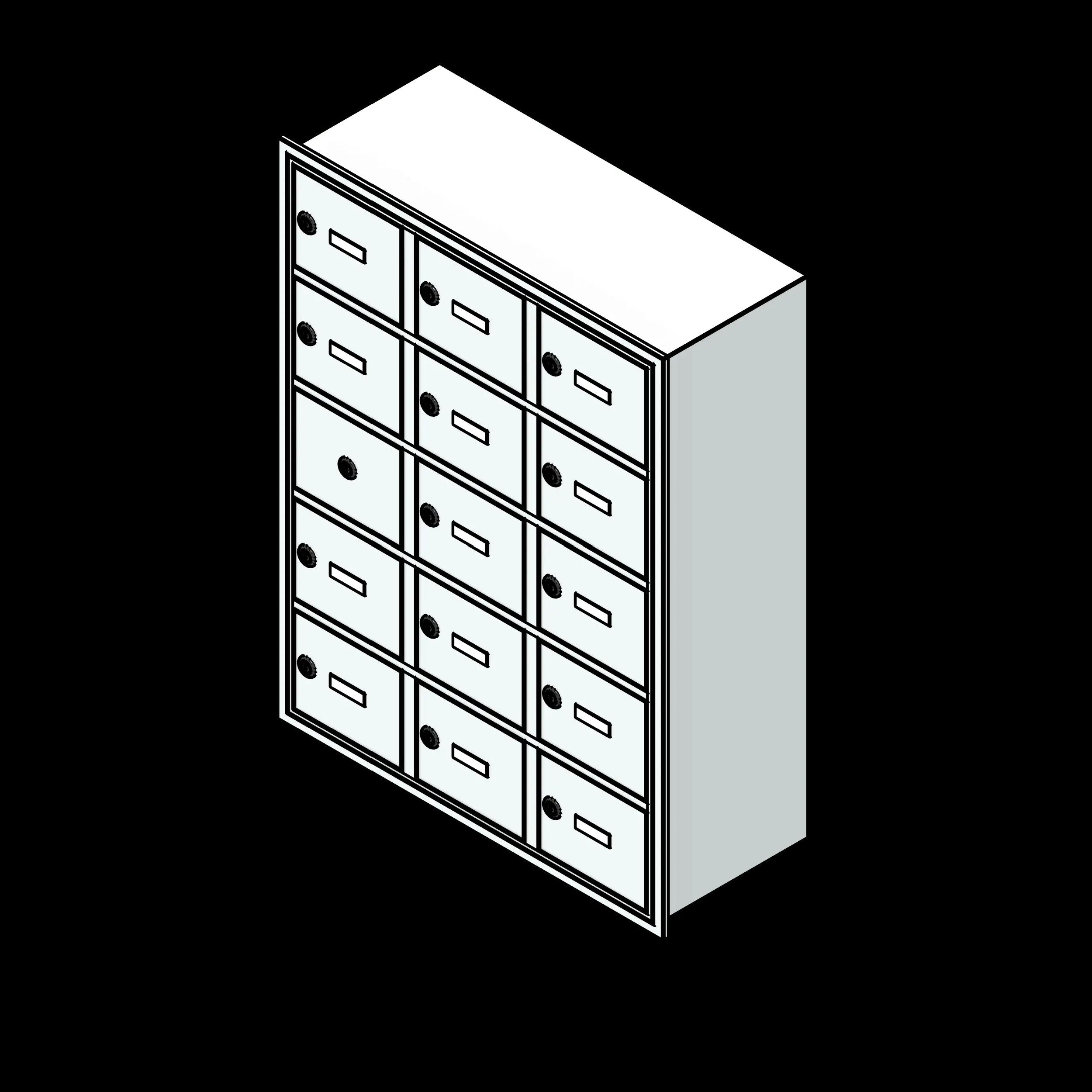 SSG Locker Recessed Cell Phone PCS 19x15x8 14 Openings Keyed Locks