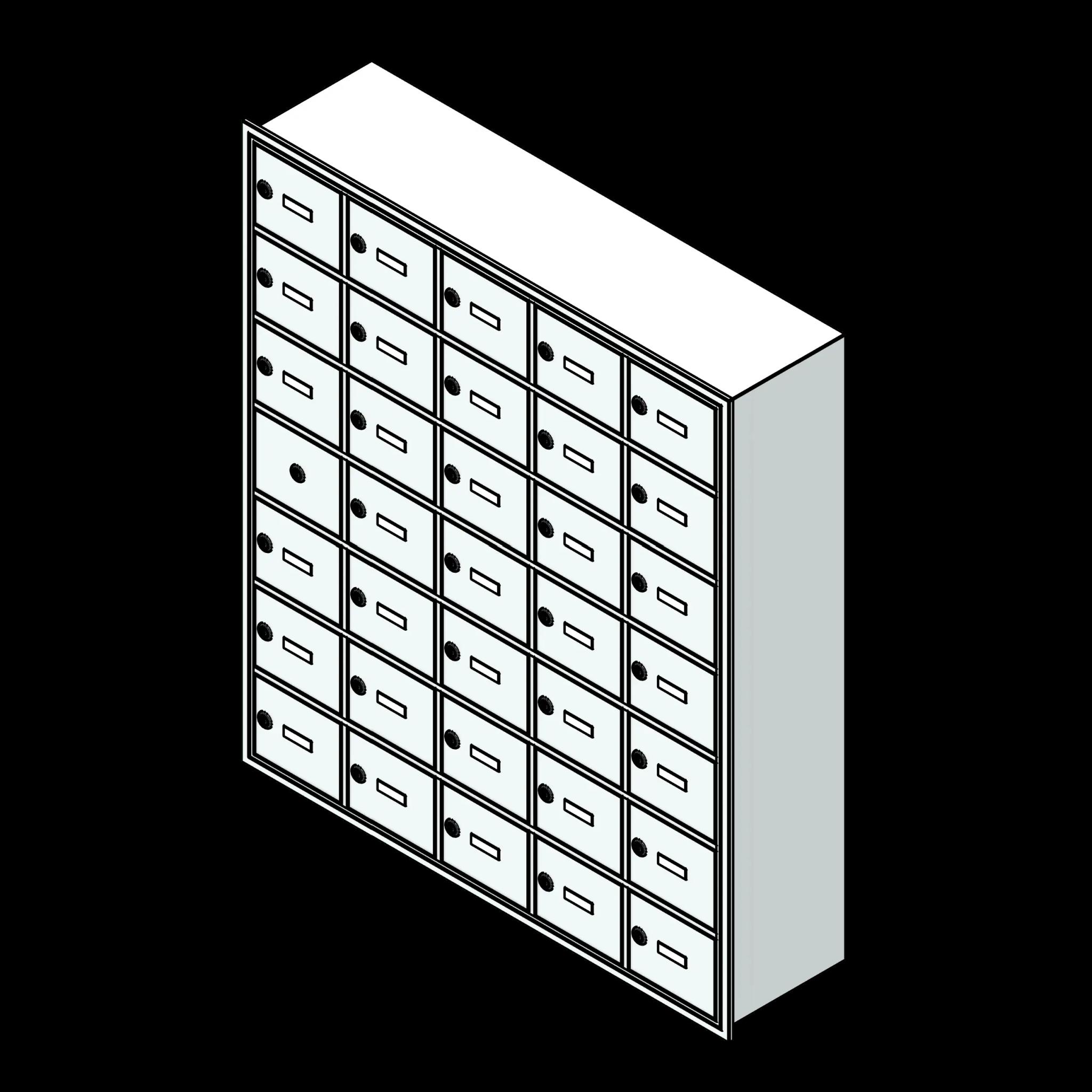 SSG Locker Recessed Cell Phone PCS 19x17x8 34 Openings Keyed Locks