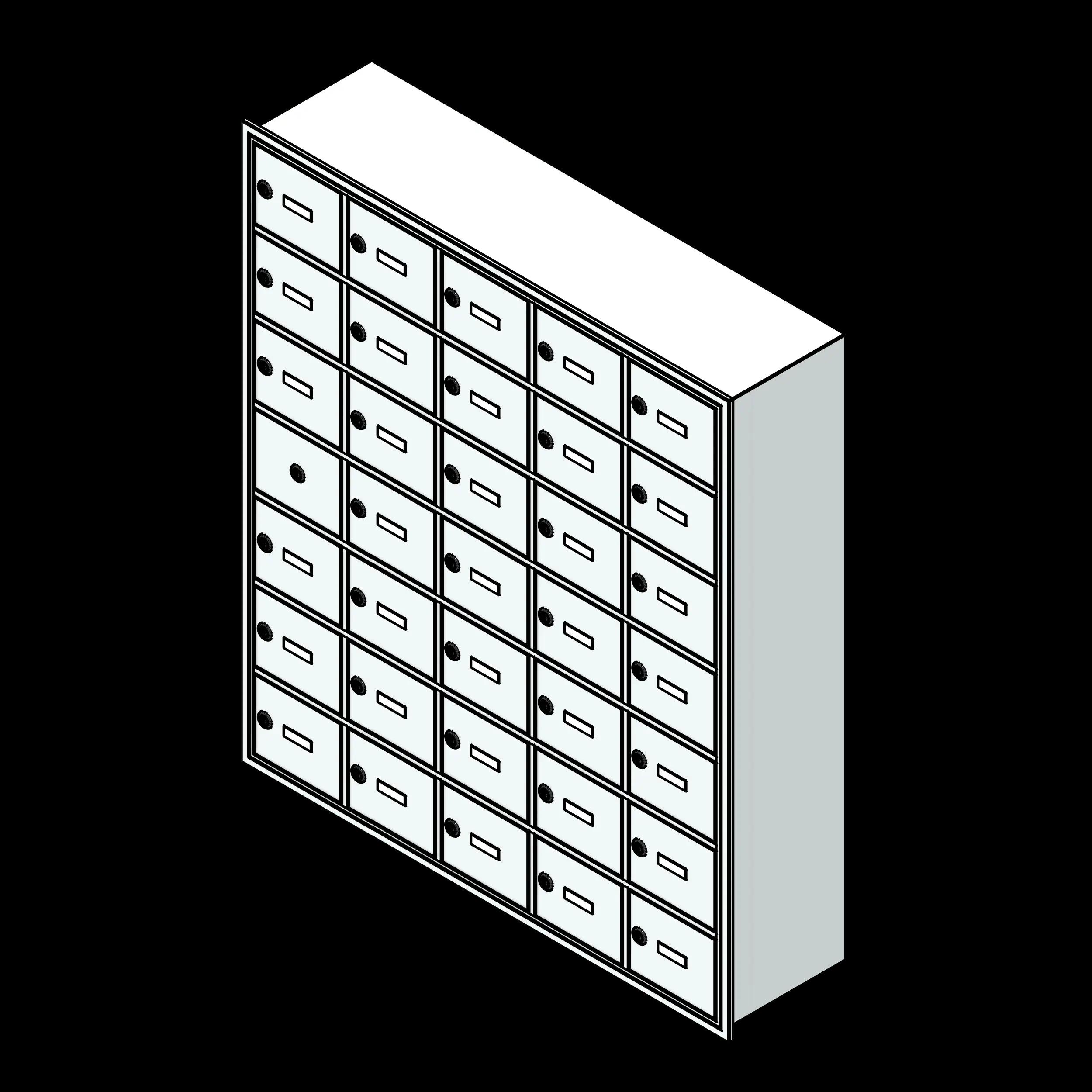 SSG Locker Recessed Cell Phone PCS 19x17x8 34 Openings Keyed Locks