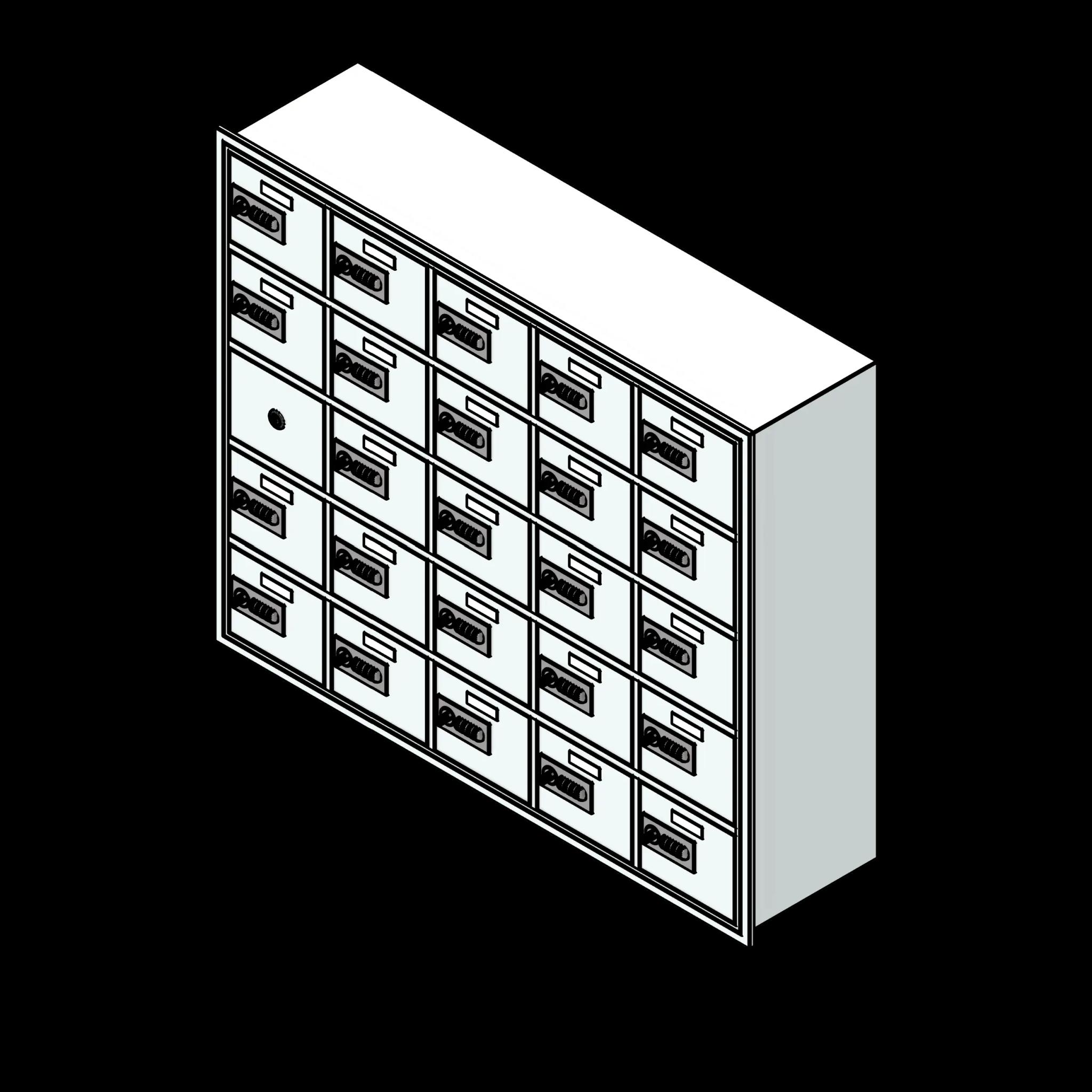 SSG Locker Recessed Cell Phone PCS 19x15x8 24 Openings Combination Locks