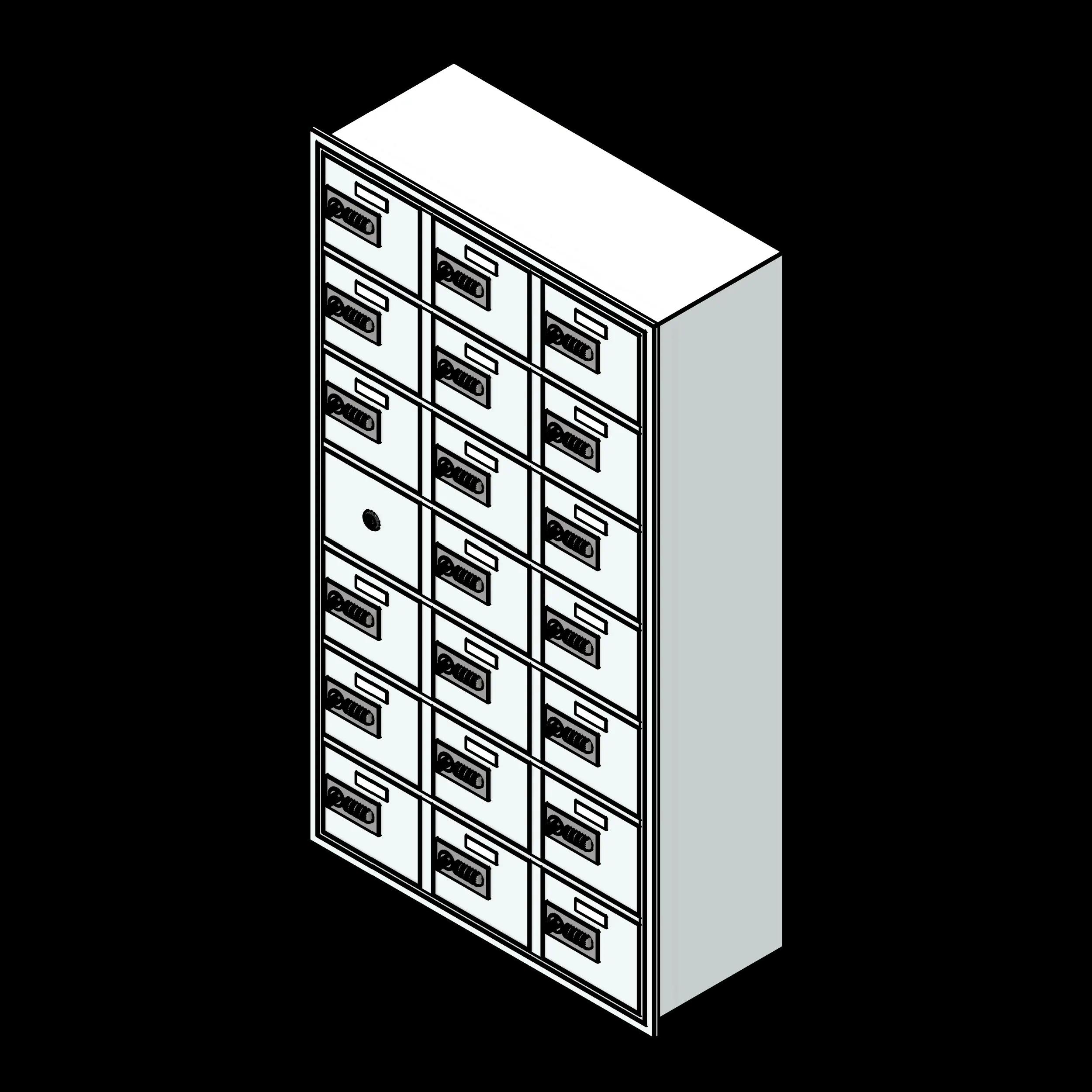 SSG Locker Recessed Cell Phone PCS 19x17x8 20 Openings Combination Locks