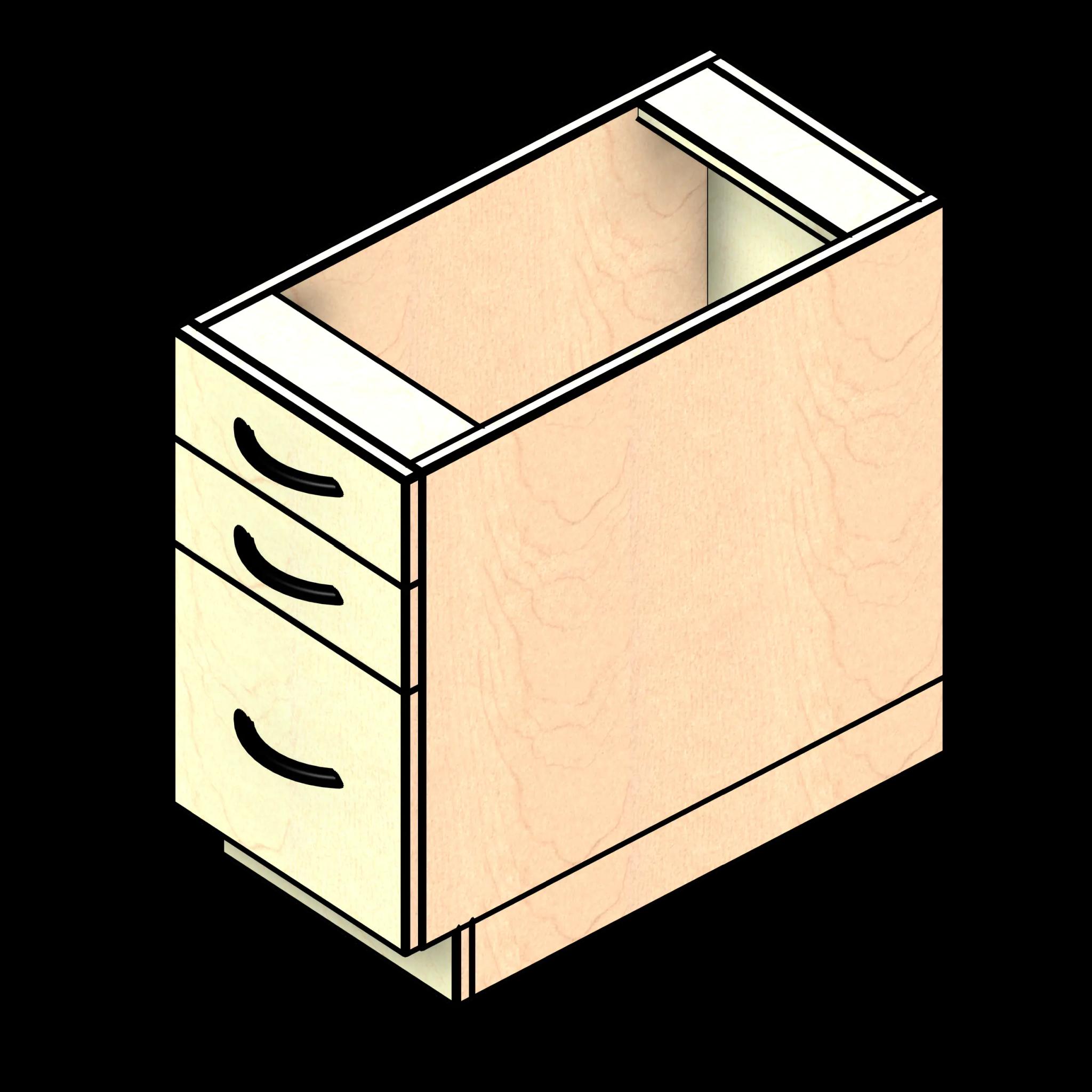 SSG Cabinet Base Drawer Box File LAM 3 Drawer