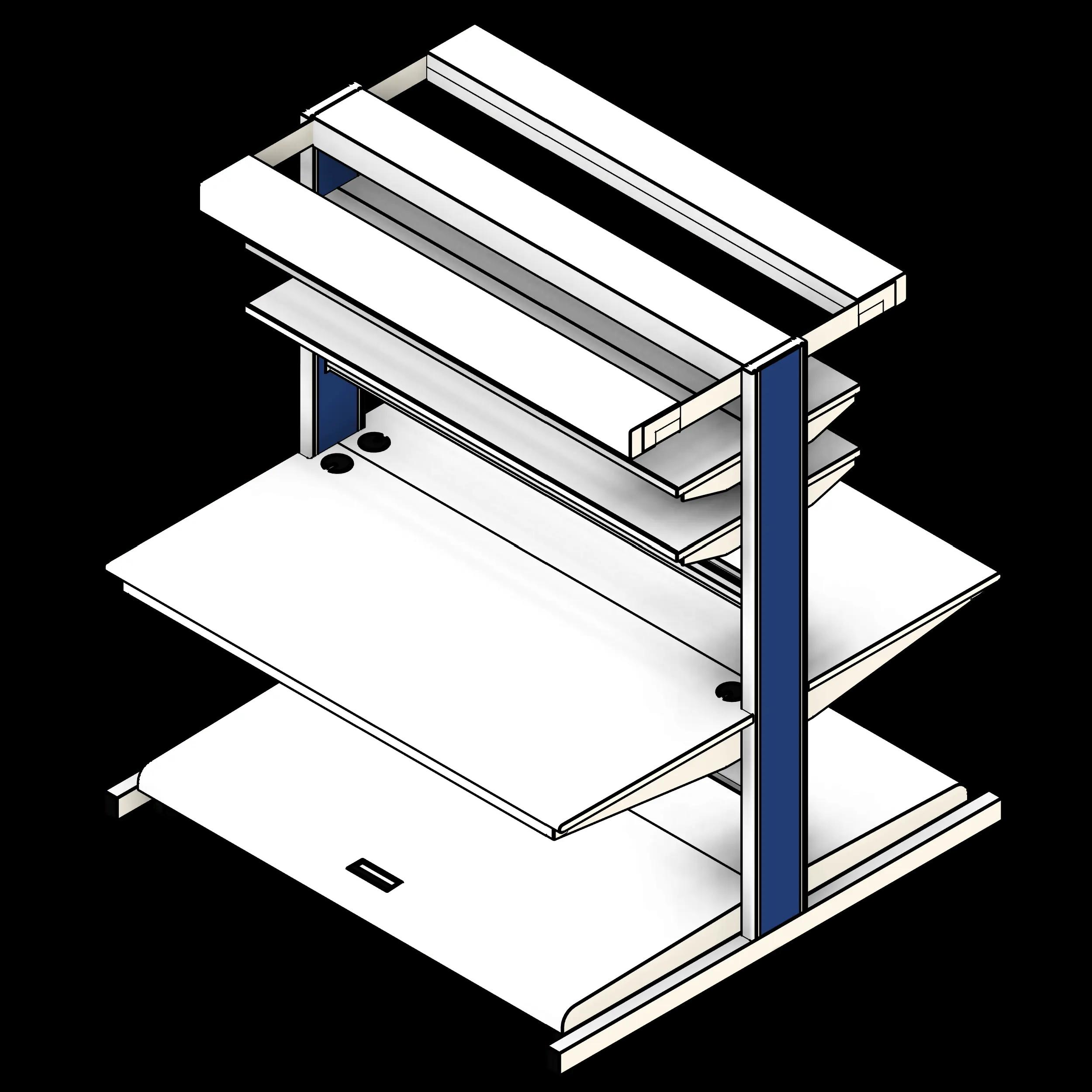 SSG Workstation Lab PCS Double Sided 2 Shelves Chase Overhead Light Bin Bar Undercounter Storage
