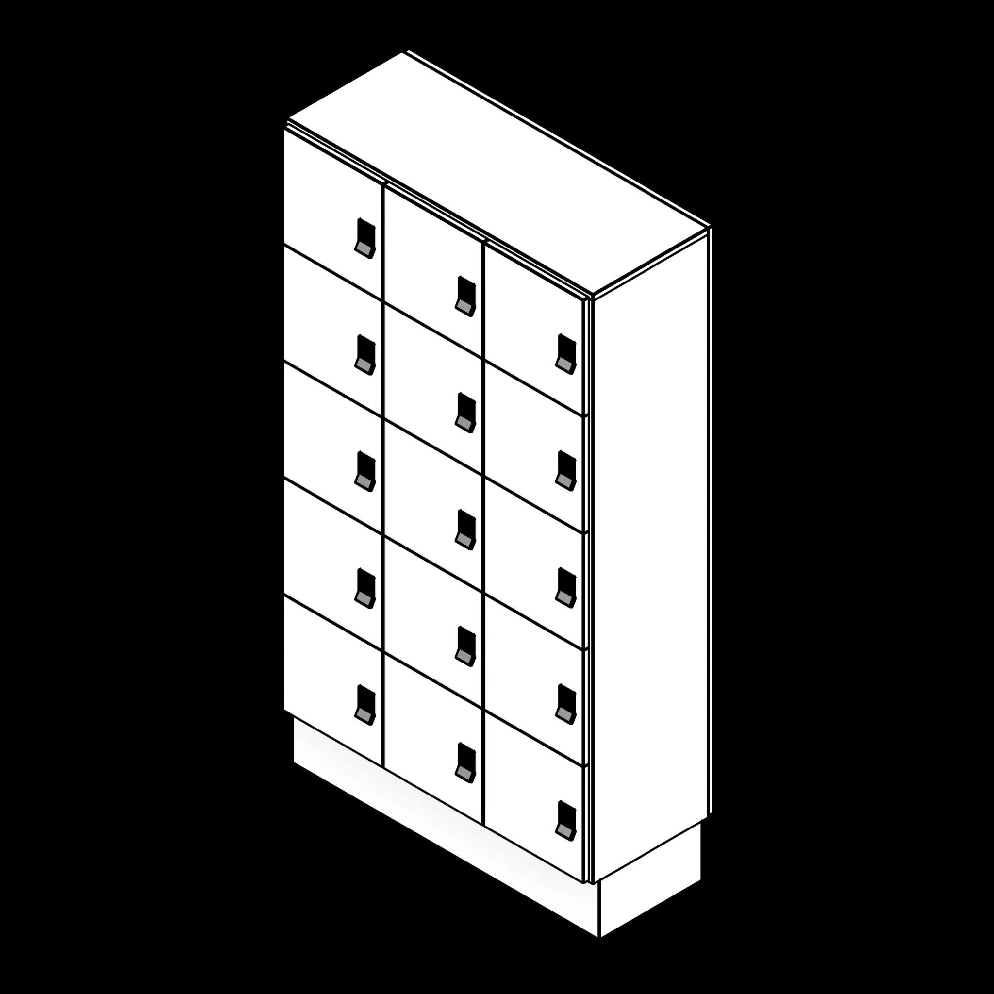 SSG Locker Day Use Pass Through LAM 3 Column 5 Tier Recess Base