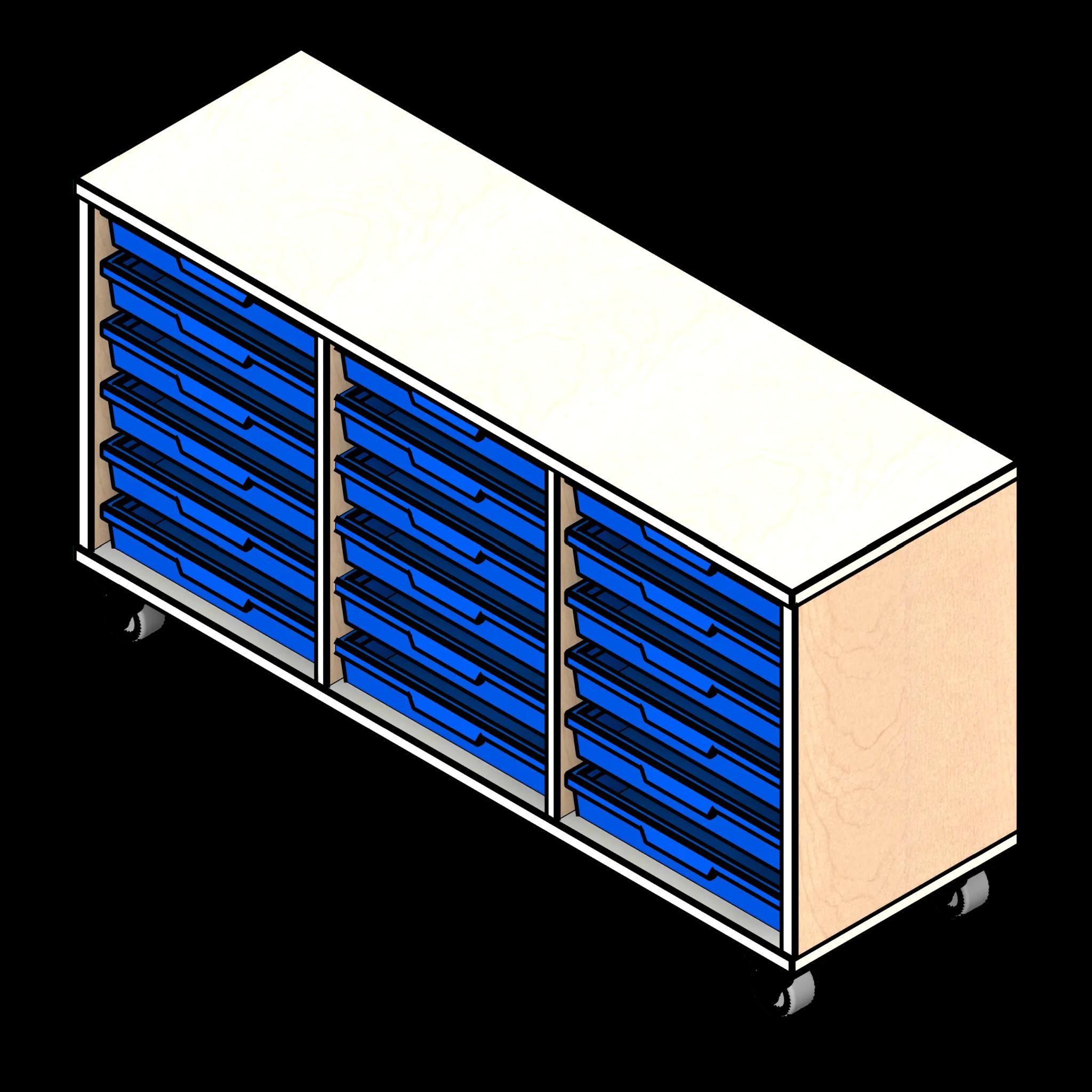 SSG Tray Storage Educational PCS 6 Tray Triple Column Wood Extra Wide